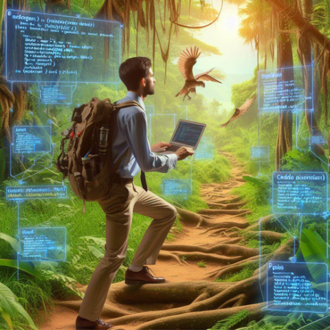 Man navigating a literal jungle using AI