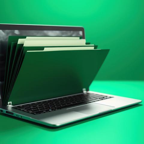 Laptop Computer with File Folders