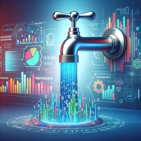 An ai-generated illustration of data coming out of a faucet.