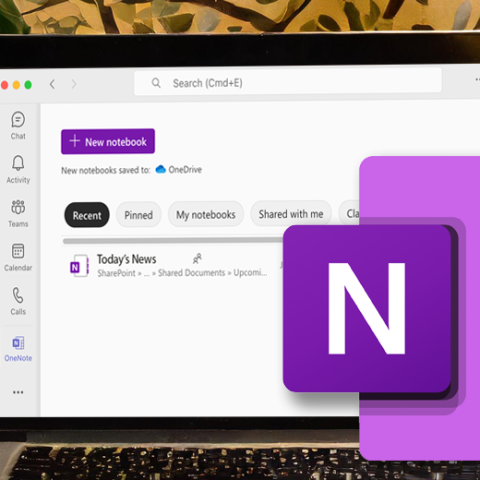 Laptop displaying a OneNote notebook within Microsoft Teams.