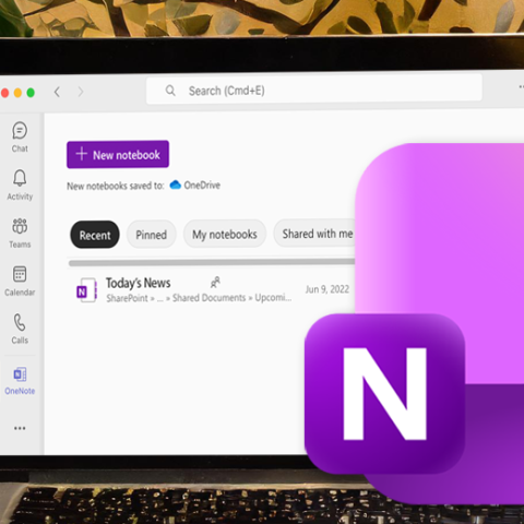 Laptop displaying a OneNote notebook within Microsoft Teams.