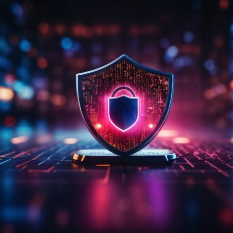 Shield with a lock on it.