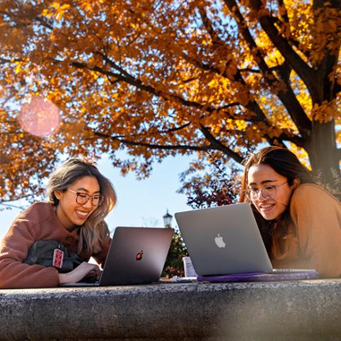 Students Outdoors with Computers